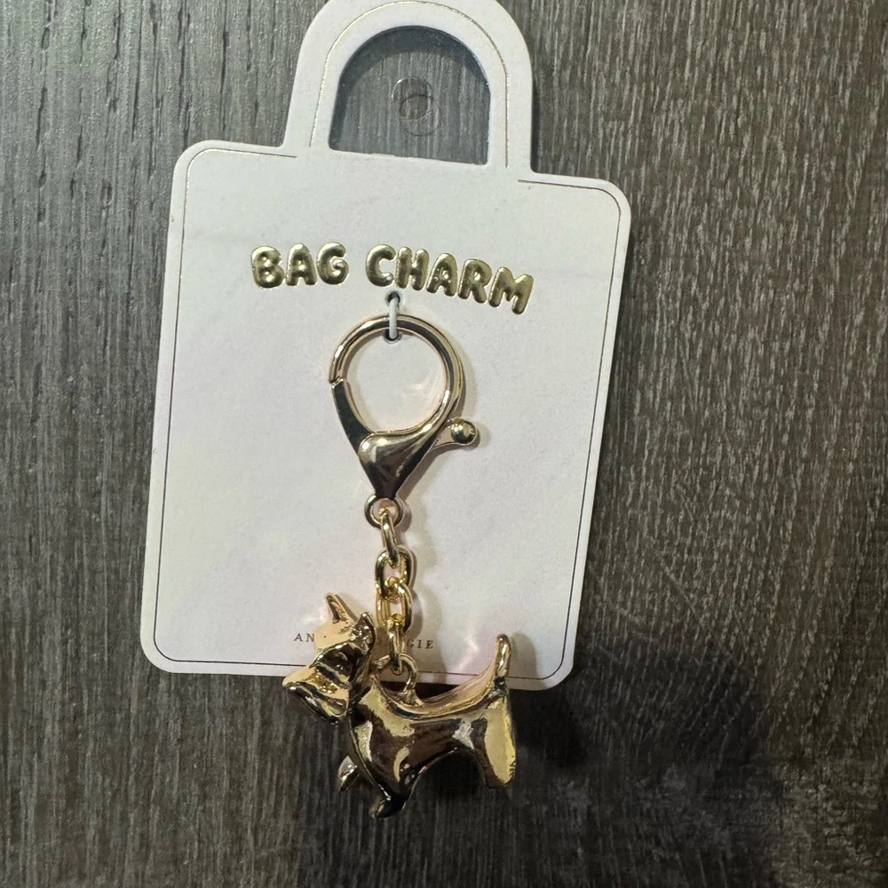 NWT Anthropologie Gold Dog Bag Charm/Key Chain